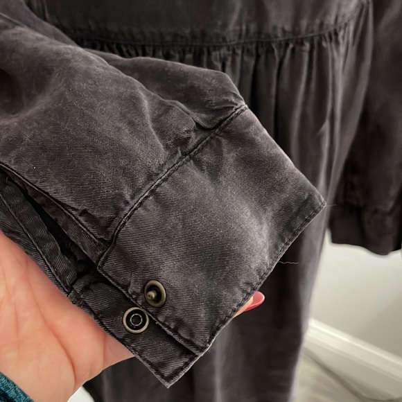 Zara woman premium denim black high low soft ladies 3/4 snap button down top - Picture 9 of 12